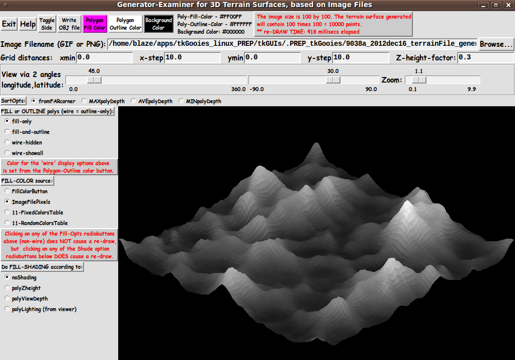 A 3D Terrain Generator-and-Examiner - using Image Files