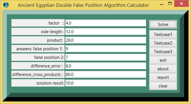 Ancient Egyptian Double False Position Algorithm, and example eTCL demo ...