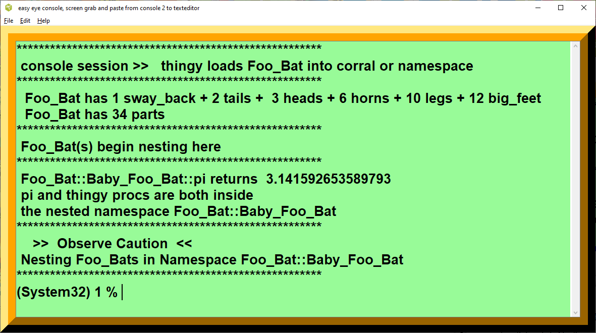 One Liners Programs Compendium nesting Foo_Bats