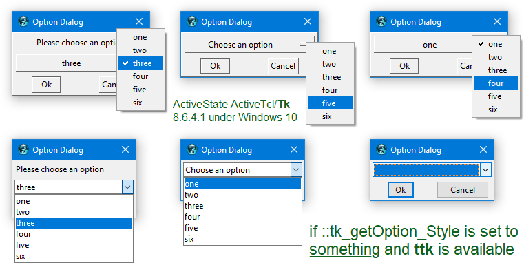 OptionDialog Tk and ttk