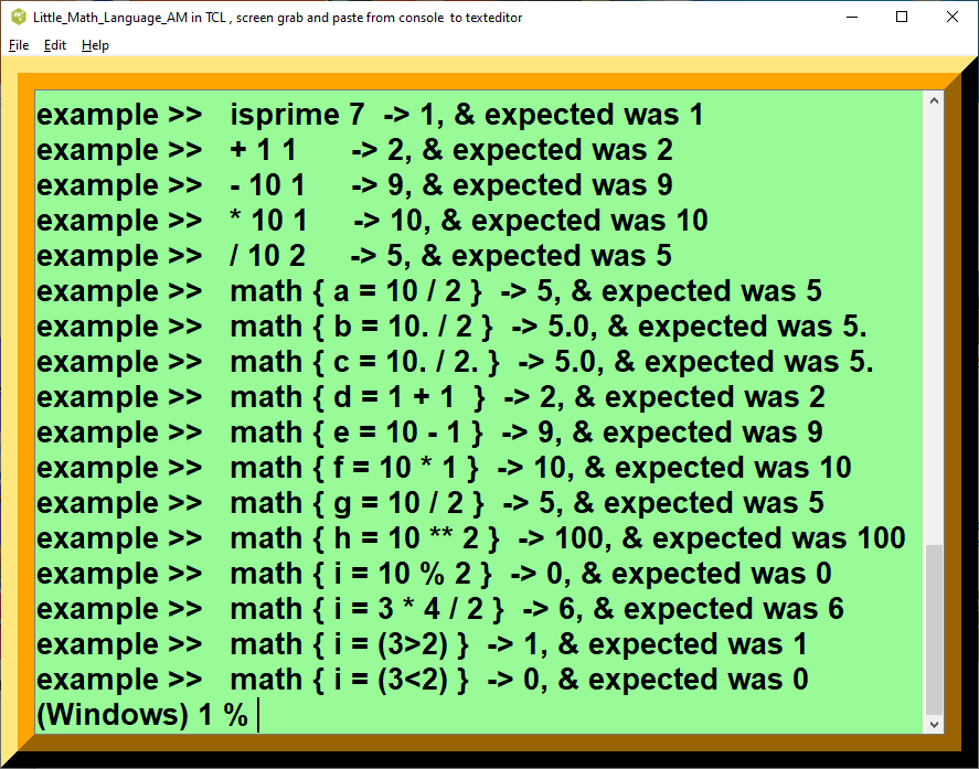 Testbed for Little_Math_Language screenshot