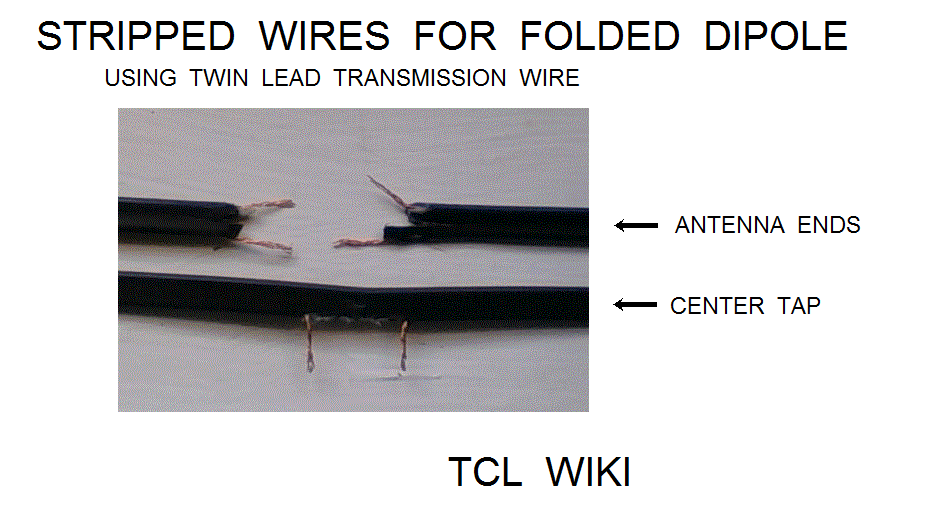 Twin Lead Folded Dipole Antenna and example demo eTCL STRIPPED WIRES