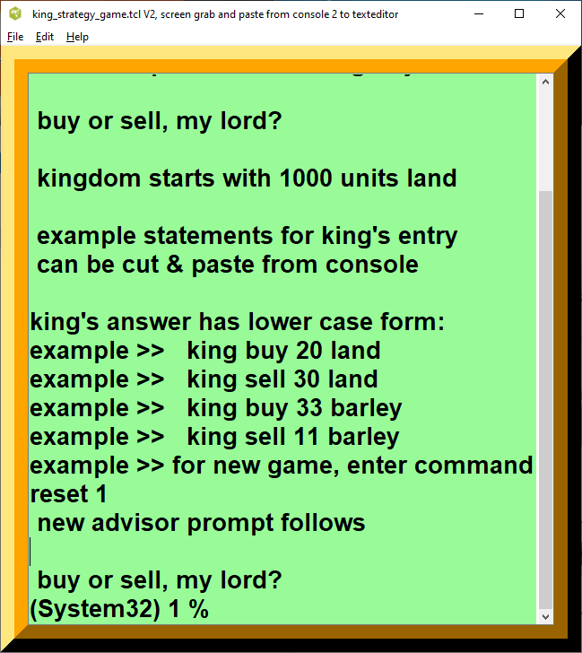Hamurabi.tcl Text Adventure Game and TCL Demo Example